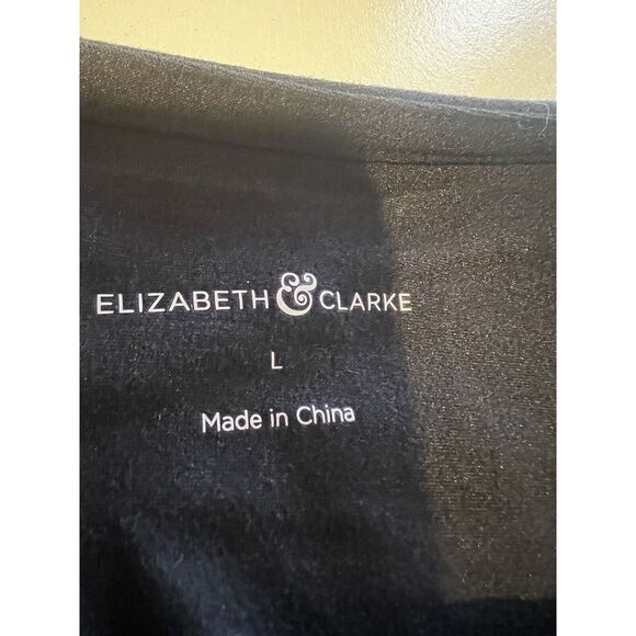 ELIZABETH &‎ CLARKE Women's Size Large L Blouse Shirt Top Long Sleeve Tee Black - Picture 7 of 9